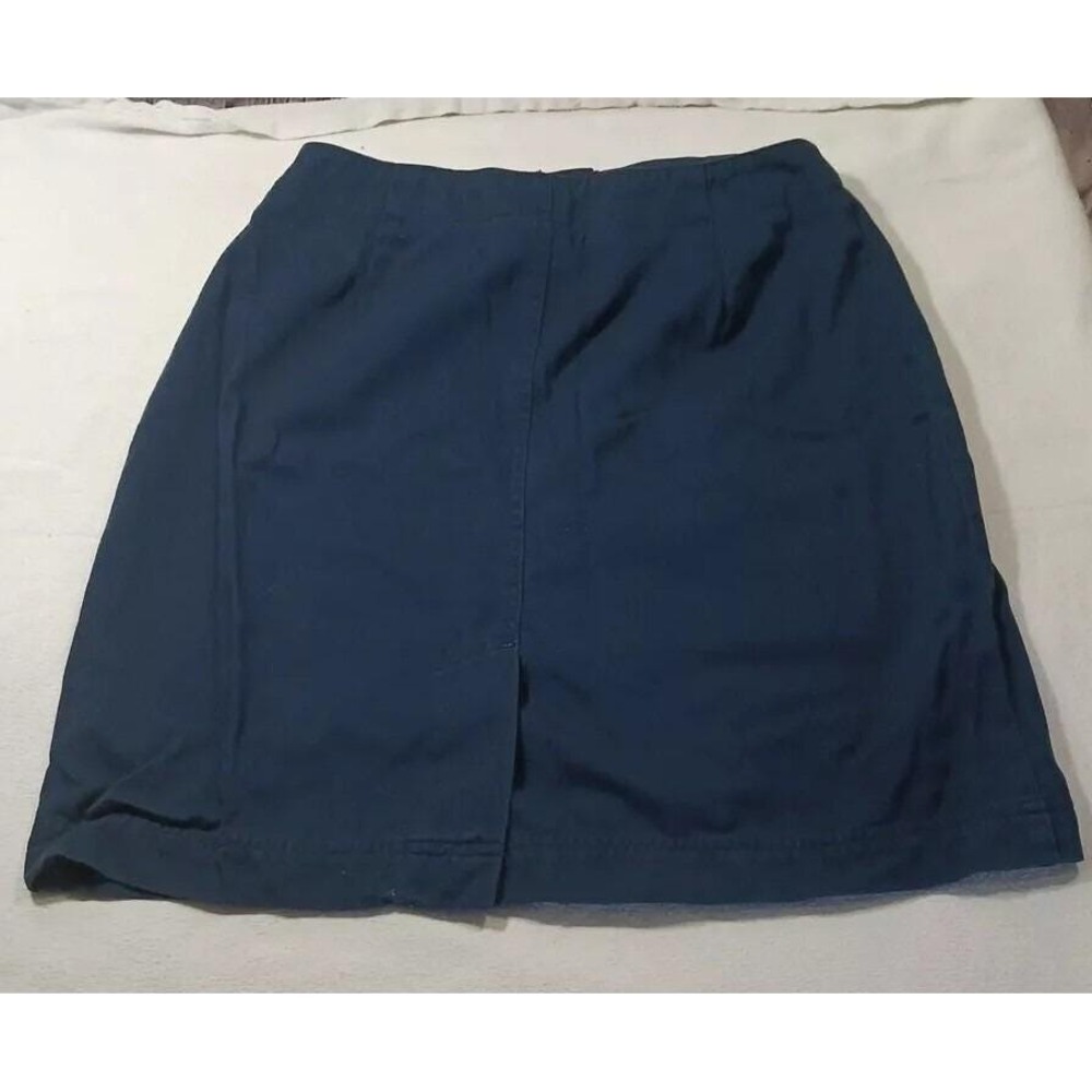 Liz Golf Liz Claiborne Button Cotton Twill A-Line Skirt Womens 8 Tie Waist Vtg - Picture 5 of 9
